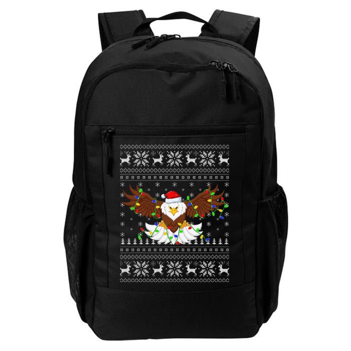 Funny Santa Hat Bald Eagle Xmas Lighting Ugly Bald Eagle Christmas Gift Daily Commute Backpack