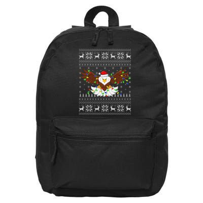 Funny Santa Hat Bald Eagle Xmas Lighting Ugly Bald Eagle Christmas Gift 16 in Basic Backpack