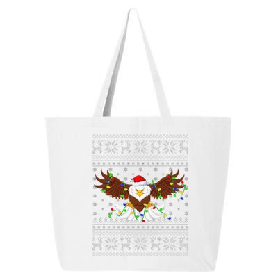 Funny Santa Hat Bald Eagle Xmas Lighting Ugly Bald Eagle Christmas Gift 25L Jumbo Tote