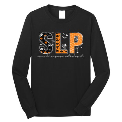 Funny SLP Halloween Costume Pumpkin Fall Skeleton Long Sleeve Shirt