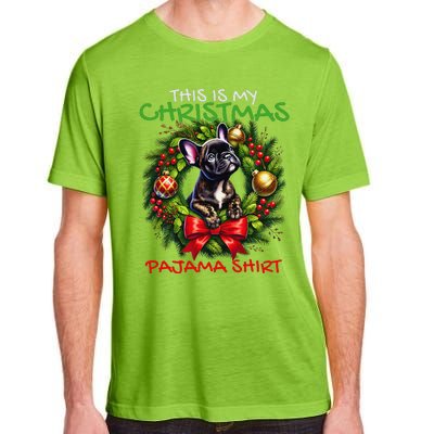 Frenchie Santa Hat & Christmas Lights Cute French Bulldog Adult ChromaSoft Performance T-Shirt