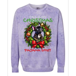 Frenchie Santa Hat & Christmas Lights Cute French Bulldog Colorblast Crewneck Sweatshirt