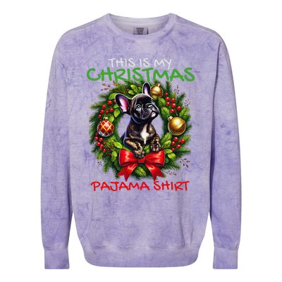 Frenchie Santa Hat & Christmas Lights Cute French Bulldog Colorblast Crewneck Sweatshirt