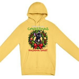 Frenchie Santa Hat & Christmas Lights Cute French Bulldog Premium Pullover Hoodie