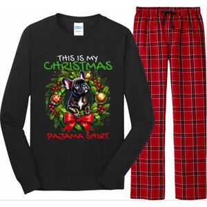 Frenchie Santa Hat & Christmas Lights Cute French Bulldog Long Sleeve Pajama Set