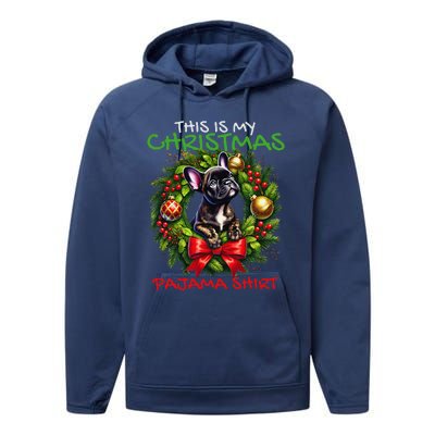 Frenchie Santa Hat & Christmas Lights Cute French Bulldog Performance Fleece Hoodie