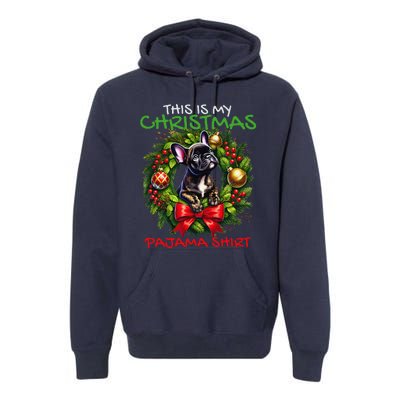 Frenchie Santa Hat & Christmas Lights Cute French Bulldog Premium Hoodie