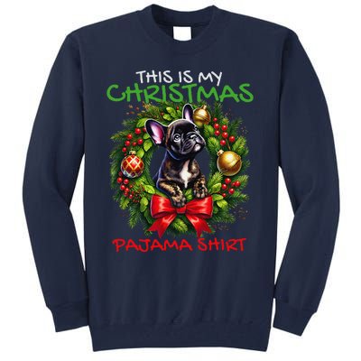 Frenchie Santa Hat & Christmas Lights Cute French Bulldog Tall Sweatshirt