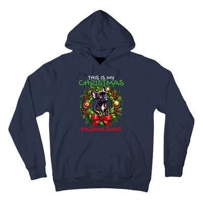 Frenchie Santa Hat & Christmas Lights Cute French Bulldog Tall Hoodie