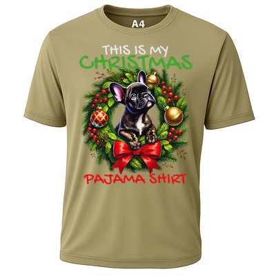 Frenchie Santa Hat & Christmas Lights Cute French Bulldog Cooling Performance Crew T-Shirt