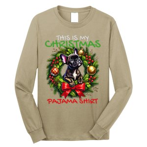 Frenchie Santa Hat & Christmas Lights Cute French Bulldog Long Sleeve Shirt