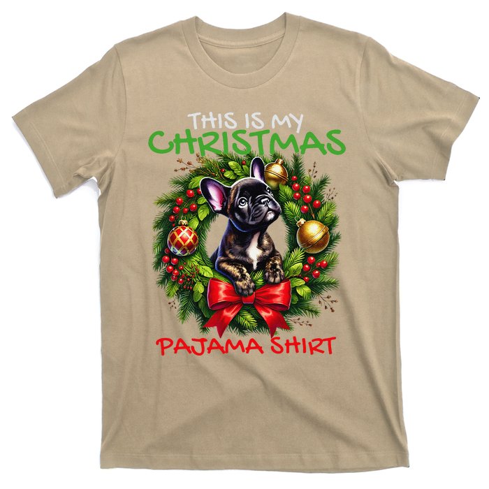 Frenchie Santa Hat & Christmas Lights Cute French Bulldog T-Shirt