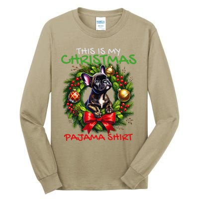 Frenchie Santa Hat & Christmas Lights Cute French Bulldog Tall Long Sleeve T-Shirt