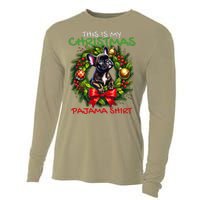 Frenchie Santa Hat & Christmas Lights Cute French Bulldog Cooling Performance Long Sleeve Crew