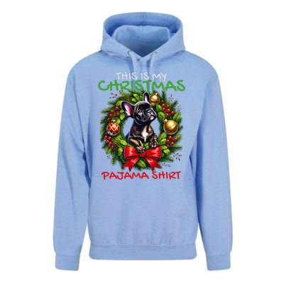 Frenchie Santa Hat & Christmas Lights Cute French Bulldog Unisex Surf Hoodie