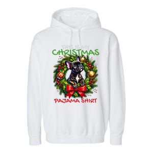 Frenchie Santa Hat & Christmas Lights Cute French Bulldog Garment-Dyed Fleece Hoodie