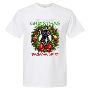 Frenchie Santa Hat & Christmas Lights Cute French Bulldog Garment-Dyed Heavyweight T-Shirt