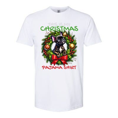 Frenchie Santa Hat & Christmas Lights Cute French Bulldog Softstyle CVC T-Shirt