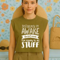 Funny Sarcastic Hoodie Not A Morning Person Hate Waking Up Garment-Dyed Women's Muscle Tee