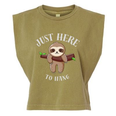 Fun Sloth Here To Hang ForwomanS Gift Garment-Dyed Women's Muscle Tee