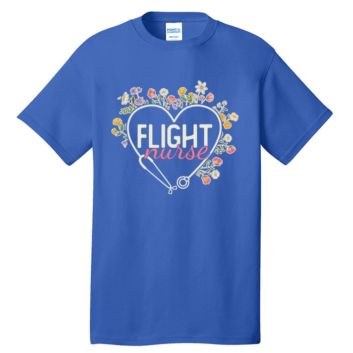 Floral Stethoscope Heart Nursing Flight Nurse Gift Tall T-Shirt