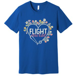 Floral Stethoscope Heart Nursing Flight Nurse Gift Premium T-Shirt