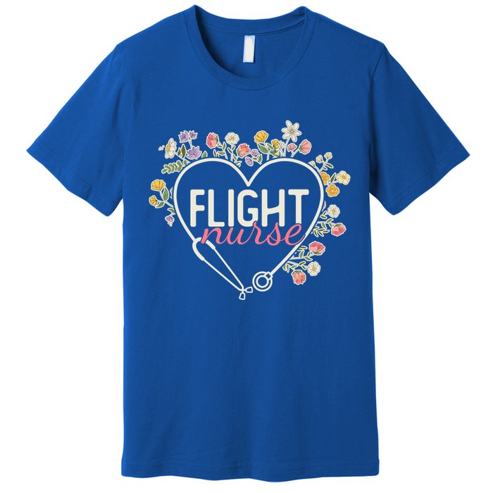 Floral Stethoscope Heart Nursing Flight Nurse Gift Premium T-Shirt