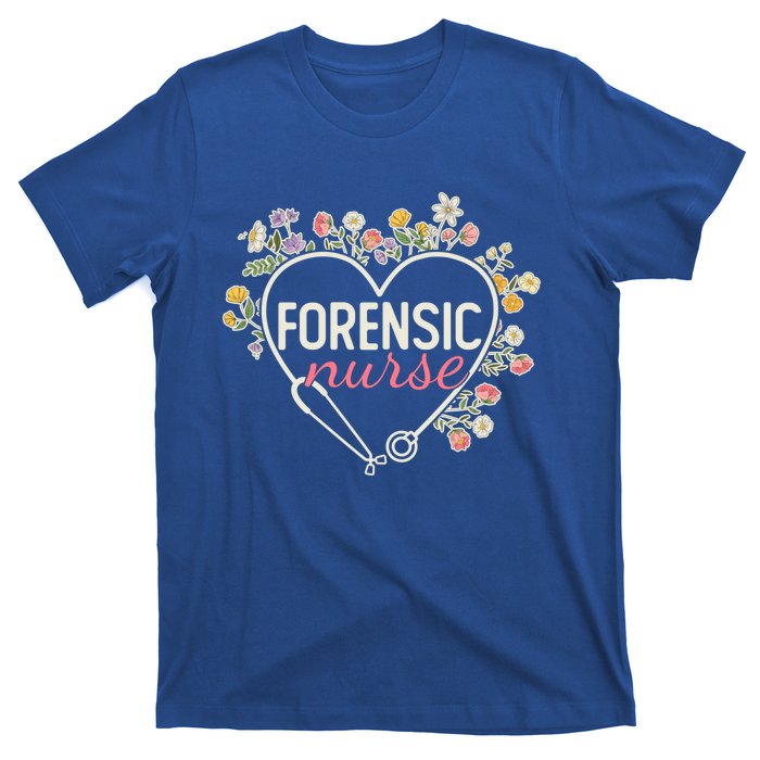 Floral Stethoscope Heart Nursing Forensic Nurse Gift T-Shirt