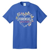 Floral Stethoscope Heart Nursing Forensic Nurse Gift Tall T-Shirt