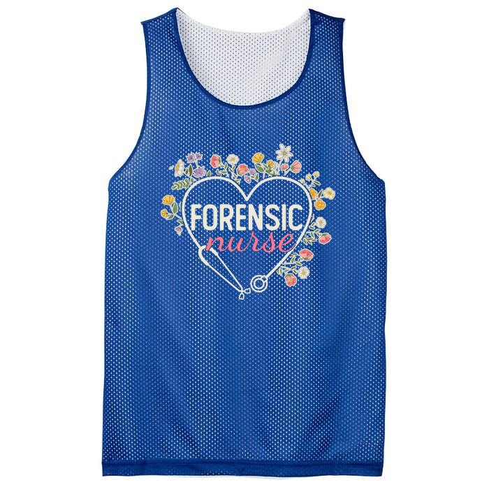 Floral Stethoscope Heart Nursing Forensic Nurse Gift Mesh Reversible Basketball Jersey Tank