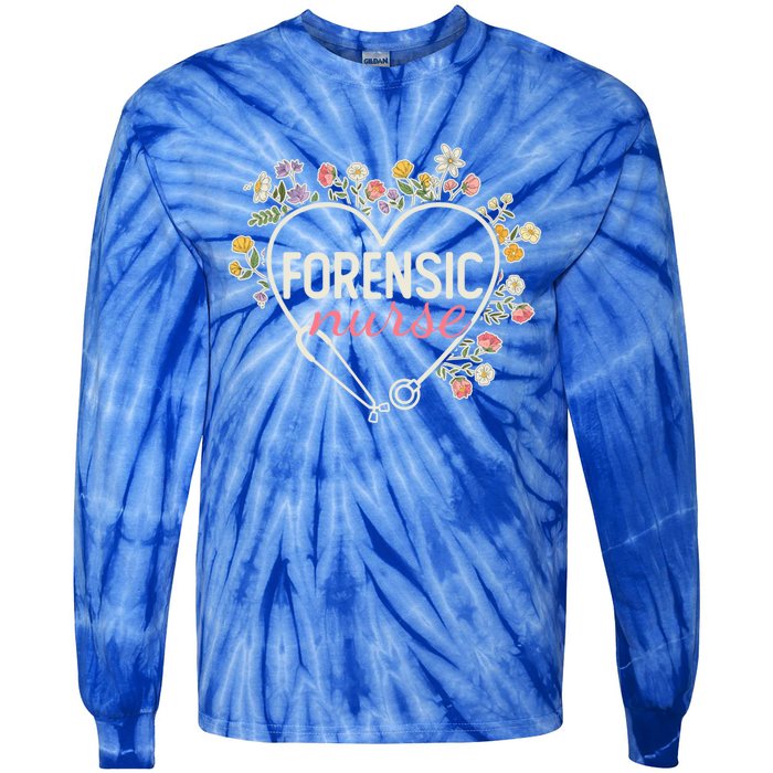 Floral Stethoscope Heart Nursing Forensic Nurse Gift Tie-Dye Long Sleeve Shirt