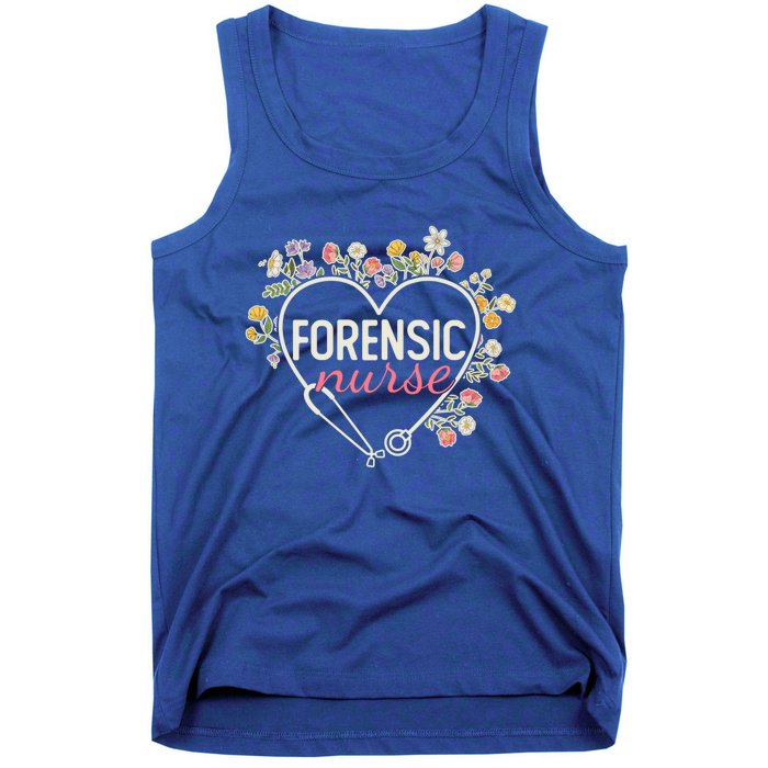 Floral Stethoscope Heart Nursing Forensic Nurse Gift Tank Top