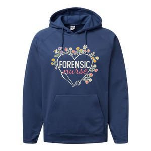 Floral Stethoscope Heart Nursing Forensic Nurse Gift Performance Fleece Hoodie