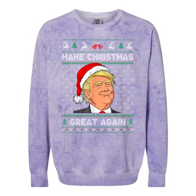 Funny Santa Hat Trump Make Christmas Great Again Ugly Xmas Meaningful Gift Colorblast Crewneck Sweatshirt