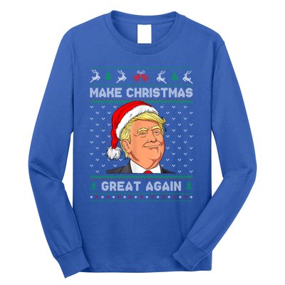 Funny Santa Hat Trump Make Christmas Great Again Ugly Xmas Meaningful Gift Long Sleeve Shirt