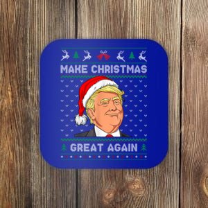 Funny Santa Hat Trump Make Christmas Great Again Ugly Xmas Meaningful Gift Coaster