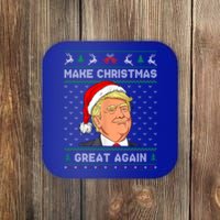 Funny Santa Hat Trump Make Christmas Great Again Ugly Xmas Meaningful Gift Coaster