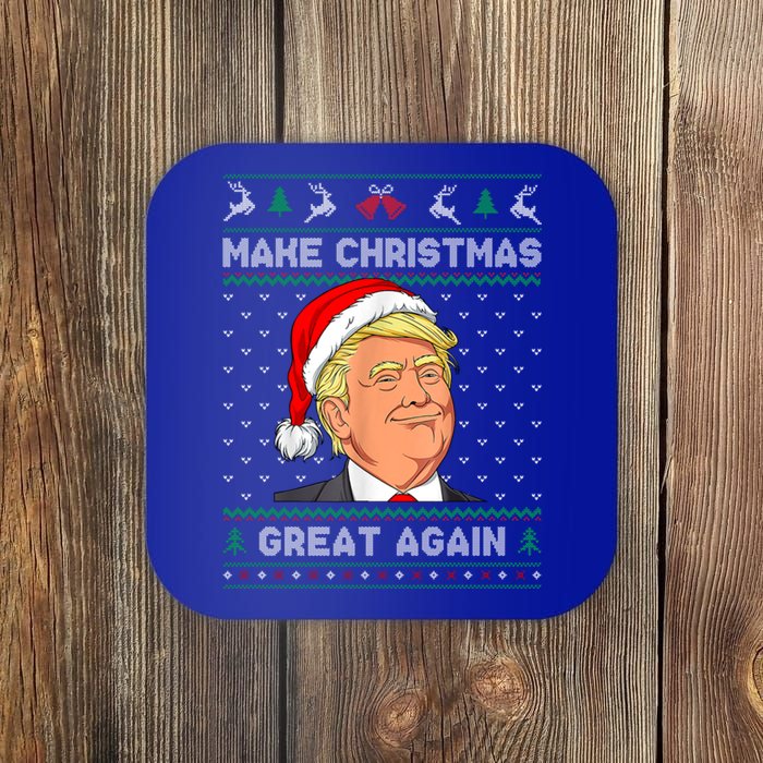 Funny Santa Hat Trump Make Christmas Great Again Ugly Xmas Meaningful Gift Coaster