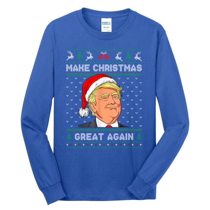 Funny Santa Hat Trump Make Christmas Great Again Ugly Xmas Meaningful Gift Tall Long Sleeve T-Shirt