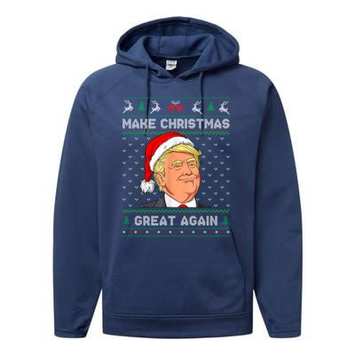 Funny Santa Hat Trump Make Christmas Great Again Ugly Xmas Meaningful Gift Performance Fleece Hoodie