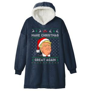 Funny Santa Hat Trump Make Christmas Great Again Ugly Xmas Meaningful Gift Hooded Wearable Blanket