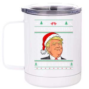 Funny Santa Hat Trump Make Christmas Great Again Ugly Xmas Meaningful Gift 12 oz Stainless Steel Tumbler Cup