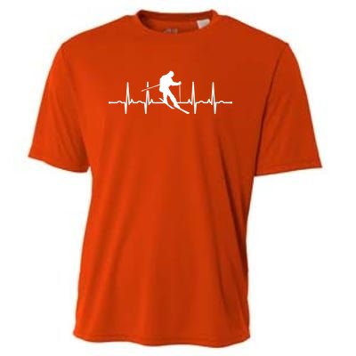 Funny Skiing Heartbeat Ski Design For Skiers Gift Cooling Performance Crew T-Shirt