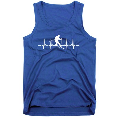 Funny Skiing Heartbeat Ski Design For Skiers Gift Tank Top