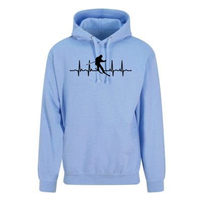 Funny Skiing Heartbeat Ski Design For Skiers Gift Unisex Surf Hoodie