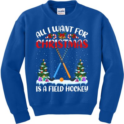 Funny Santa Hat All I Want For Christmas Is A Field Hockey Gift Kids Sweatshirt