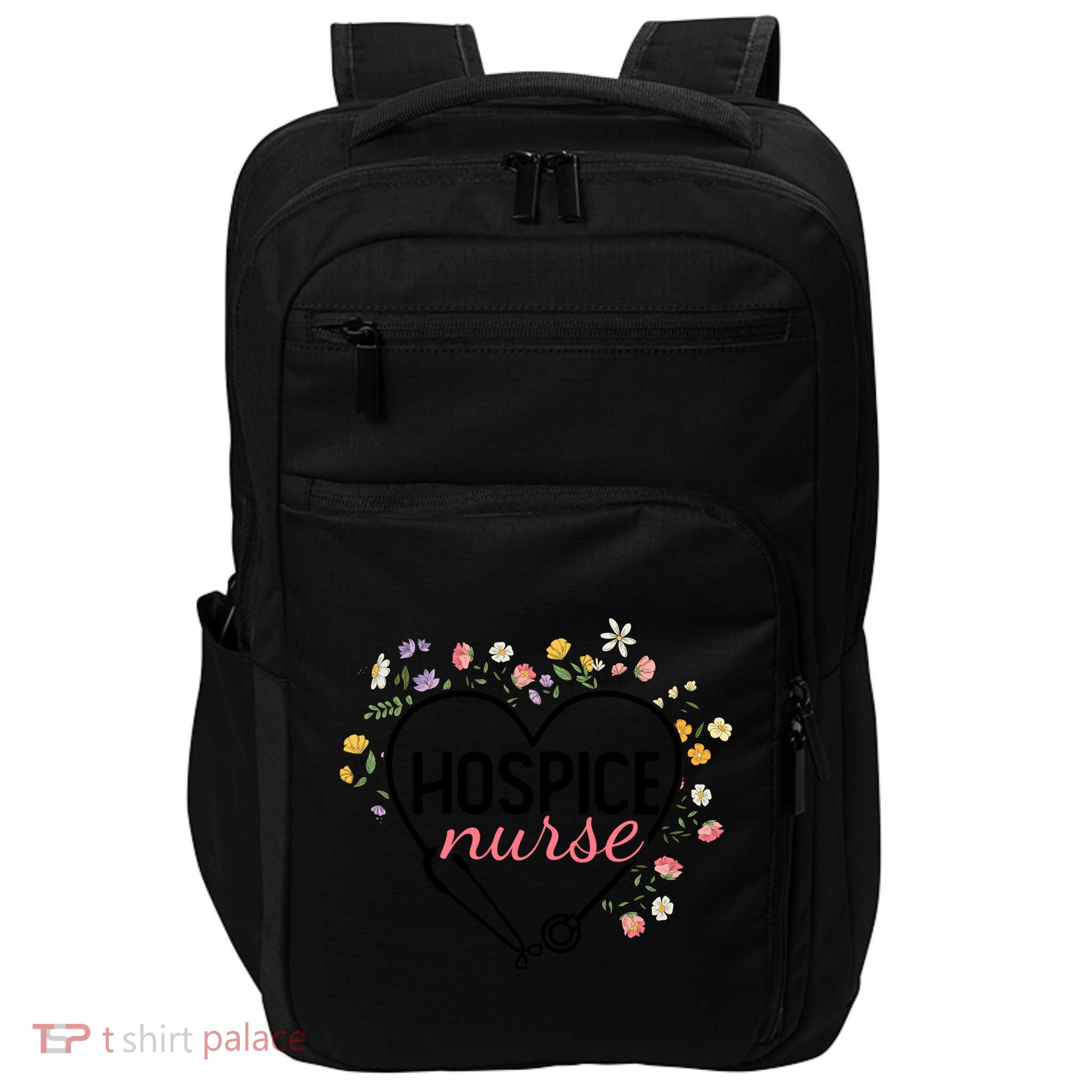 Floral Stethoscope Heart Nursing Hospice Nurse Funny Gift Impact Tech Backpack