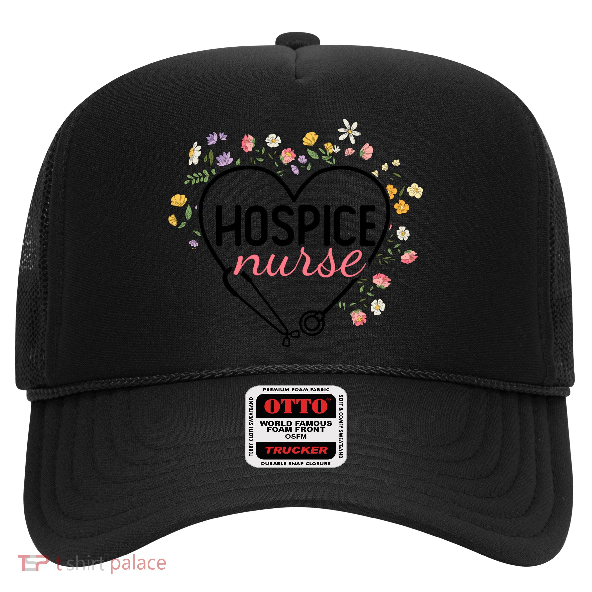 Floral Stethoscope Heart Nursing Hospice Nurse Funny Gift Trucker Hat
