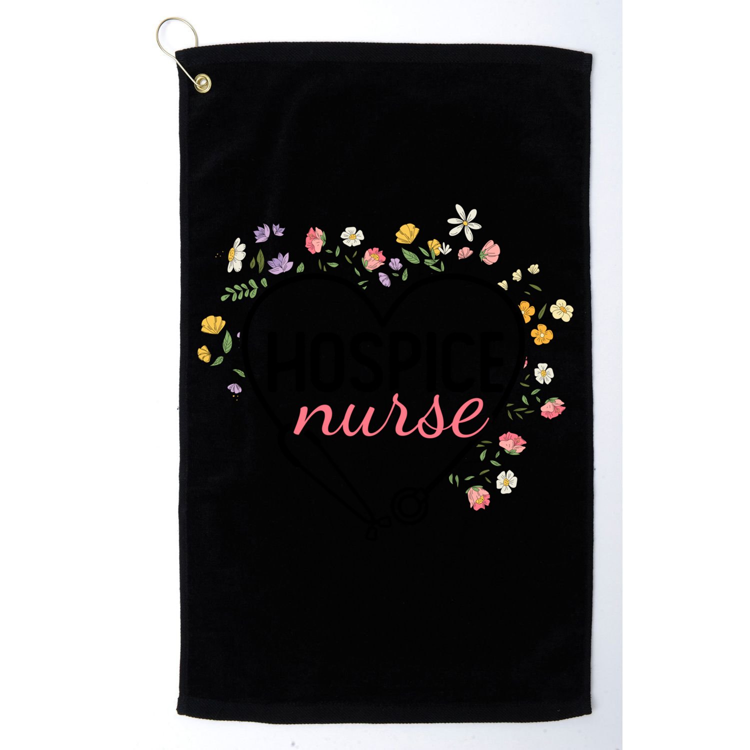 Floral Stethoscope Heart Nursing Hospice Nurse Funny Gift Golf Towel