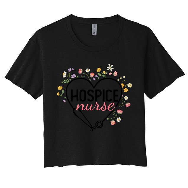 Floral Stethoscope Heart Nursing Hospice Nurse Funny Gift Crop Top